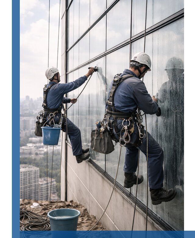 Профессиональная мойка фасадных окон альпинистами в Медногорске