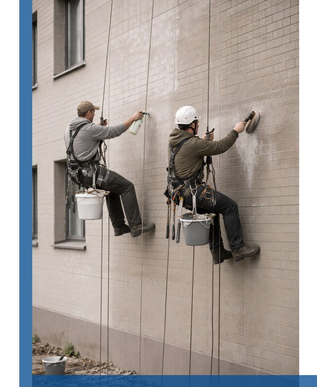 Удаление высолов с фасада зданий в Медногорске без повреждений и следов