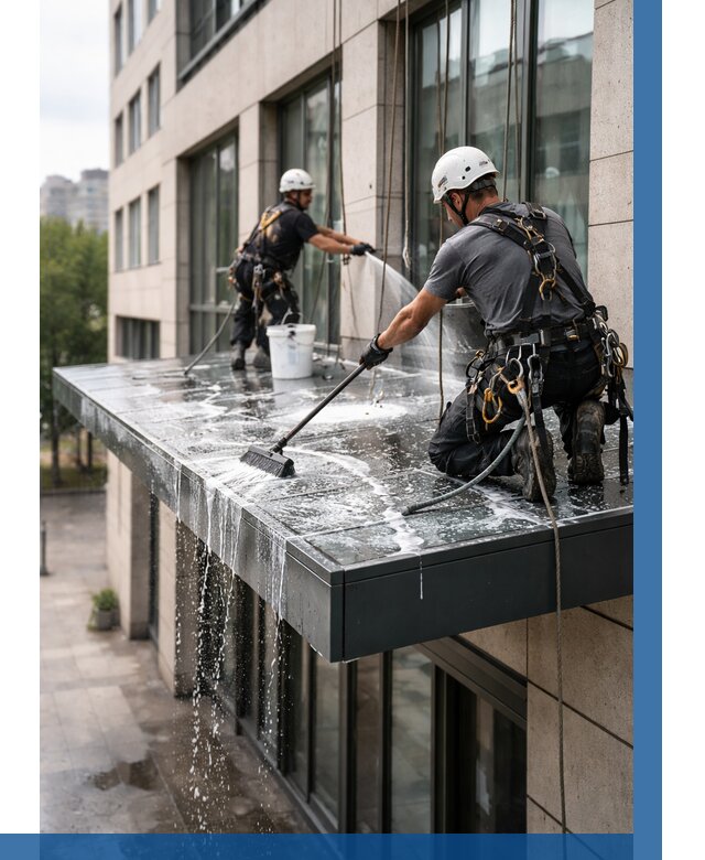 Мойка козырьков и навесов в Медногорске от 3560 р. | ВЫСОТНИК-Мдн