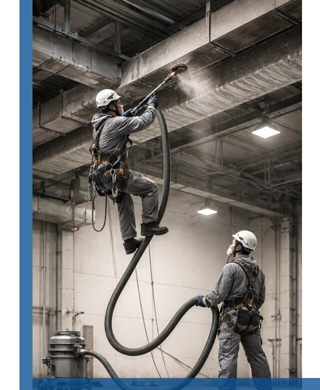 Обеспыливание потолочных конструкций в Медногорске промышленным альпинизмом