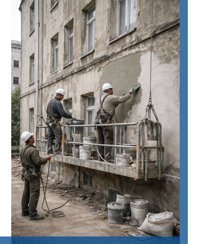 Капитальный ремонт фасада в Медногорске от 4272 р. | ВЫСОТНИК-Мдн