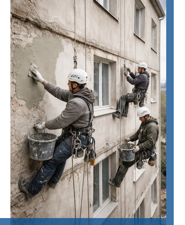 Ремонт штукатурного фасада в Медногорске от 763 р. под ключ | ВЫСОТНИК-Мдн