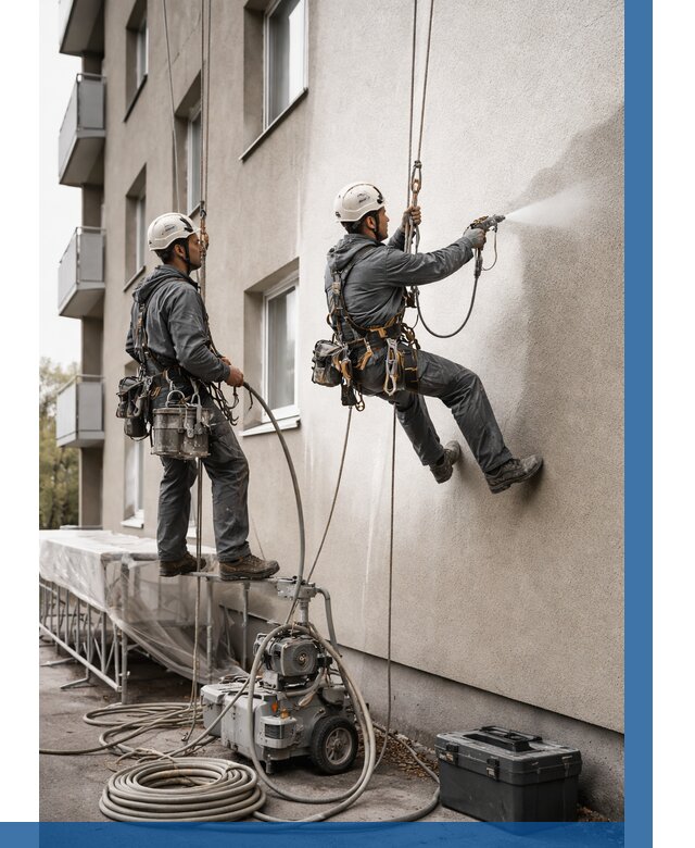 Безвоздушная покраска фасада в Медногорске от 224 р/м² | ВЫСОТНИК-Мдн