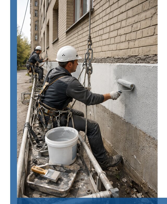 Окраска цоколя здания в Медногорске профессионально и надежно