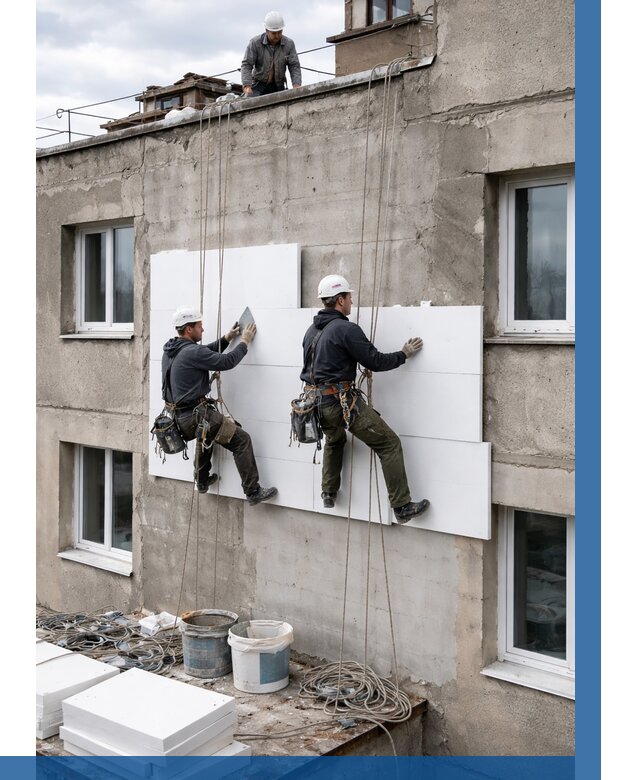 Утепление фасада пенополистиролом в Медногорске от 1831 р. | ВЫСОТНИК-Мдн