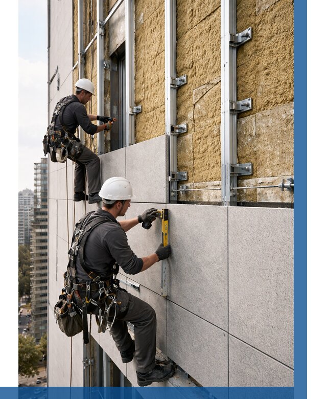 Монтаж вентилируемого фасада в Медногорске от 3560 р. | ВЫСОТНИК-Мдн