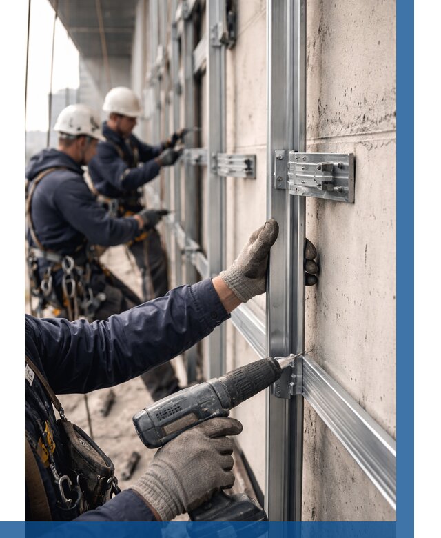 Монтаж подсистемы вентфасада в Медногорске от 865 р. | ВЫСОТНИК-Мдн