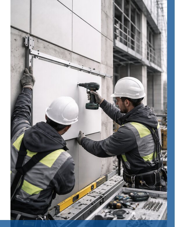 Монтаж композитных панелей фасада в Медногорске от 2543 р. | ВЫСОТНИК-Мдн