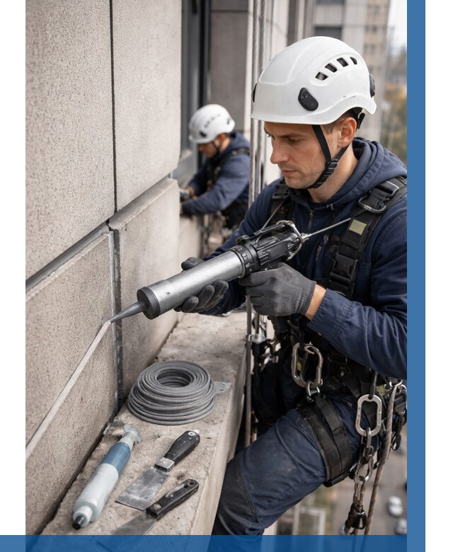 Герметизация деформационных швов фасада в Медногорске от 712 | ВЫСОТНИК-Мдн