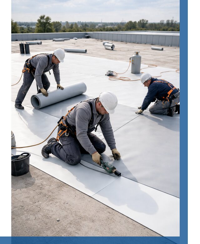 Монтаж мембранной кровли под ключ в Медногорске от 1221 р. | ВЫСОТНИК-Мдн