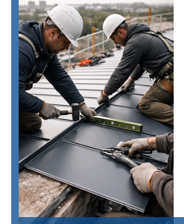 Монтаж фальцевой кровли в Медногорске для промышленных зданий