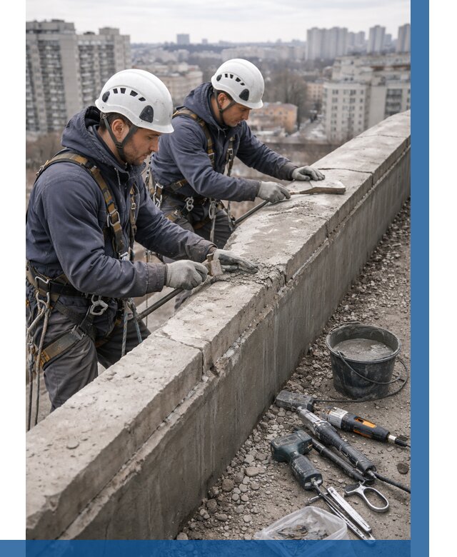 Ремонт парапета на кровле в Медногорске от 1526 р. | ВЫСОТНИК-Мдн