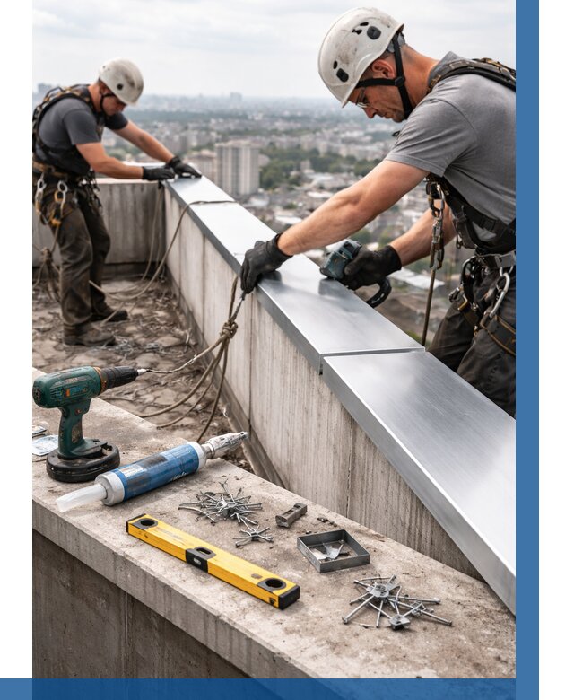 Монтаж парапетных крышек в Медногорске от 814 р. | ВЫСОТНИК-Мдн