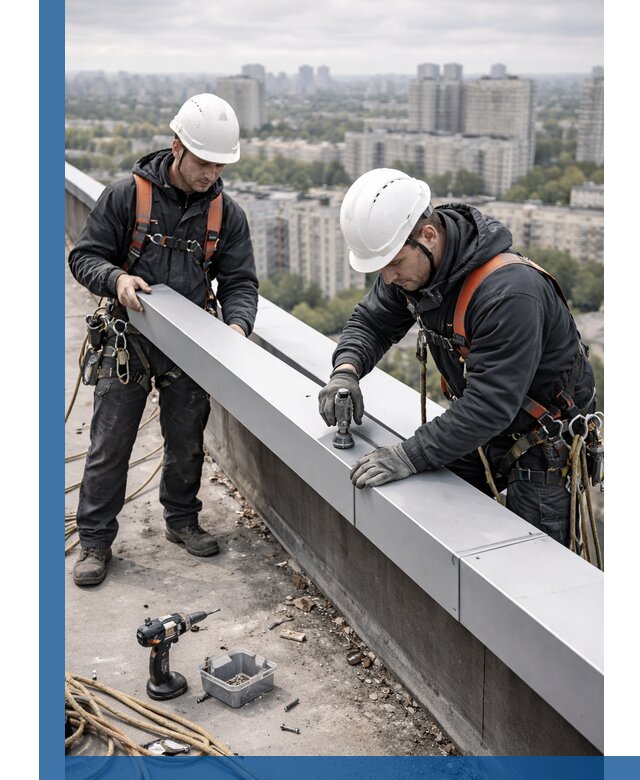 Монтаж парапетных крышек и ограждений кровли в Медногорске