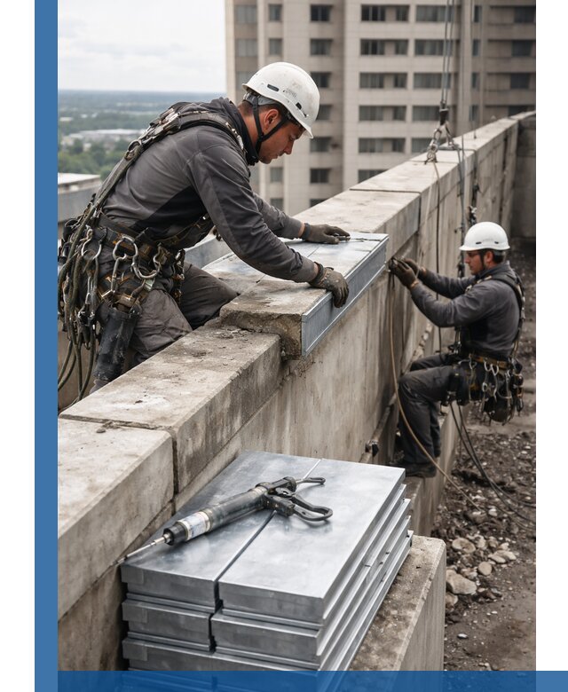 Замена парапетных крышек и установка новых в Медногорске