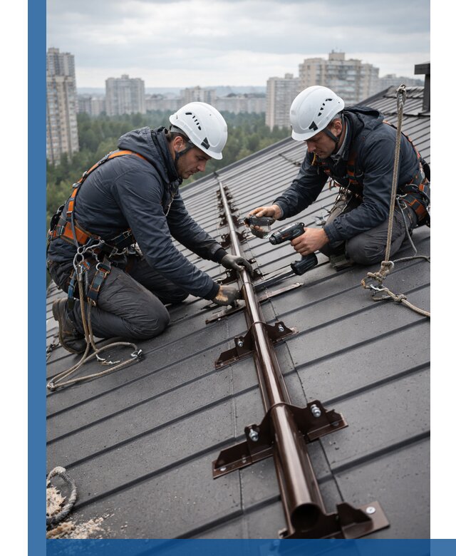 Монтаж снегозадержателей на кровле зданий в Медногорске под ключ