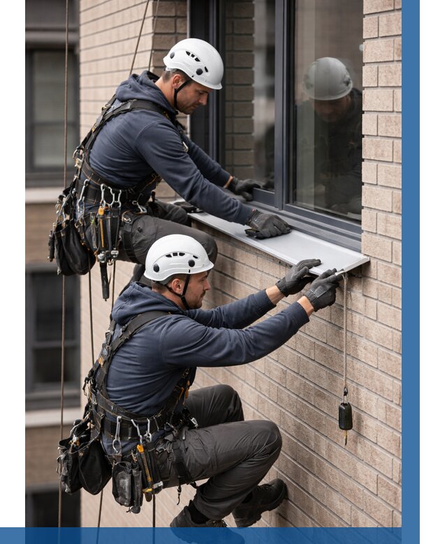 Монтаж оконных отливов под ключ в Медногорске от 3560 р. | ВЫСОТНИК-Мдн