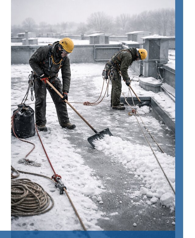 Очистка крыши от снега в Медногорске от 7629 р. | ВЫСОТНИК-Мдн