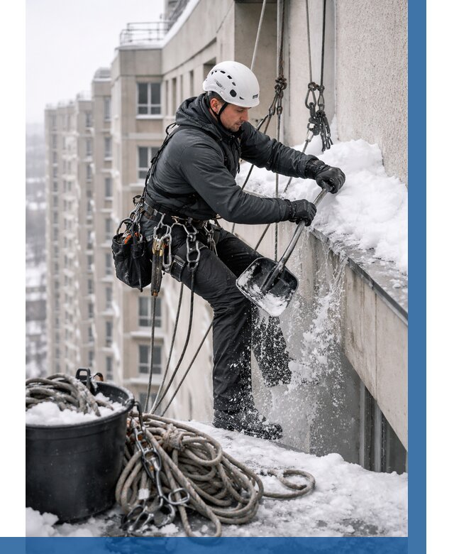 Очистка карнизов от снега в Медногорске от 305 р. | ВЫСОТНИК-Мдн