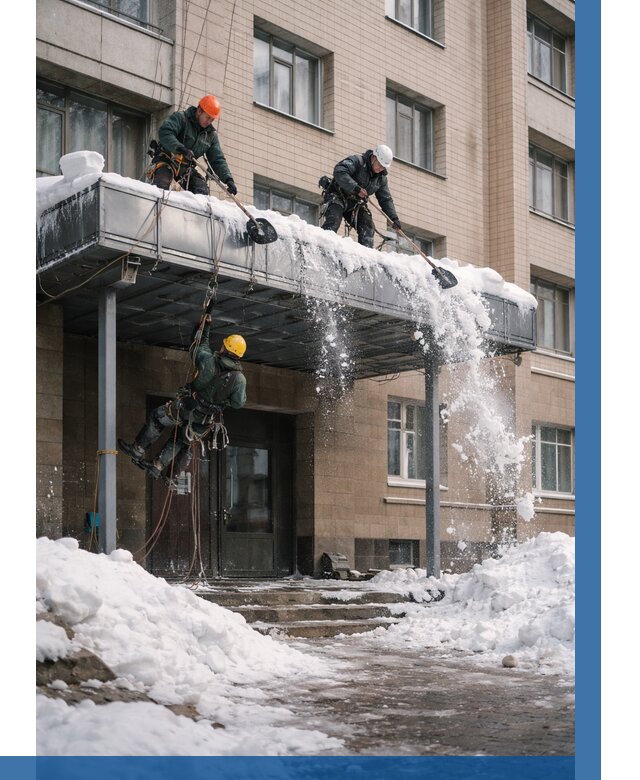 Очистка козырьков от снега в Медногорске от 3560 р. | ВЫСОТНИК-Мдн