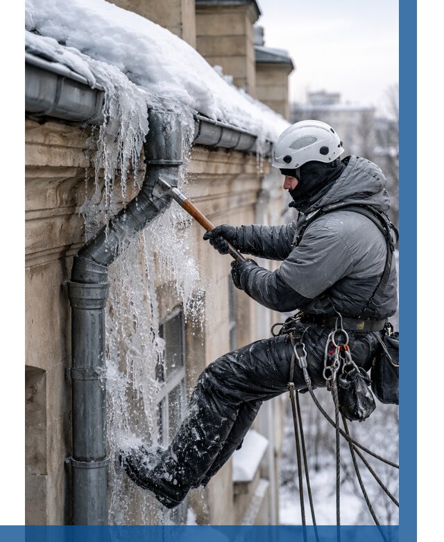 Очистка водостоков от льда в Медногорске от 3560 р. | ВЫСОТНИК-Мдн