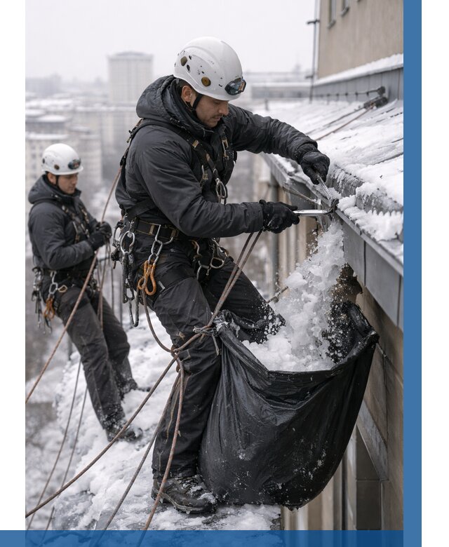 Аварийная очистка крыши в Медногорске под ключ от 305 р. | ВЫСОТНИК-Мдн