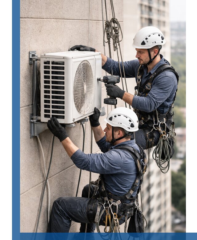 Монтаж внешнего блока кондиционера в Медногорске установка и крепление