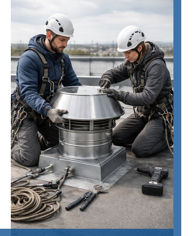 Установка дефлекторов на кровле в Медногорске от 4577 р. | ВЫСОТНИК-Мдн