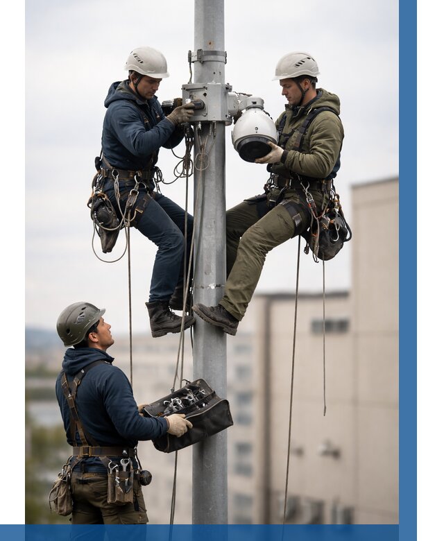 Установка видеокамер на мачте в Медногорске от 8646 р. | ВЫСОТНИК-Мдн