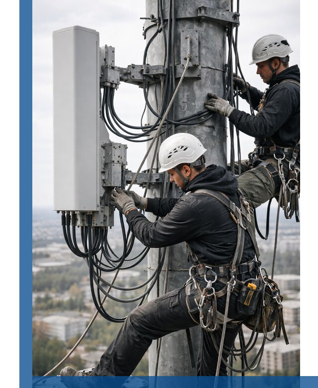 Монтаж оборудования связи на мачте в Медногорске с пусконаладкой