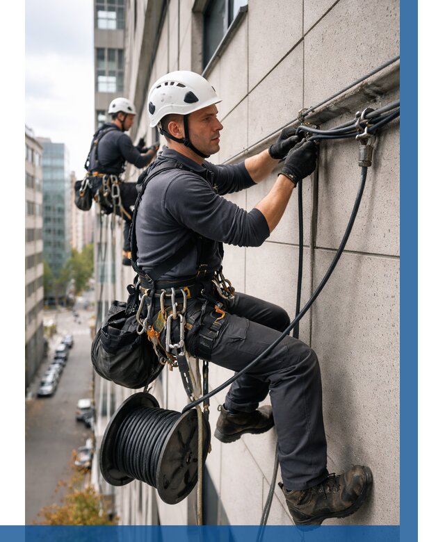 Прокладка кабеля по фасаду в Медногорске от 356 р. | ВЫСОТНИК-Мдн