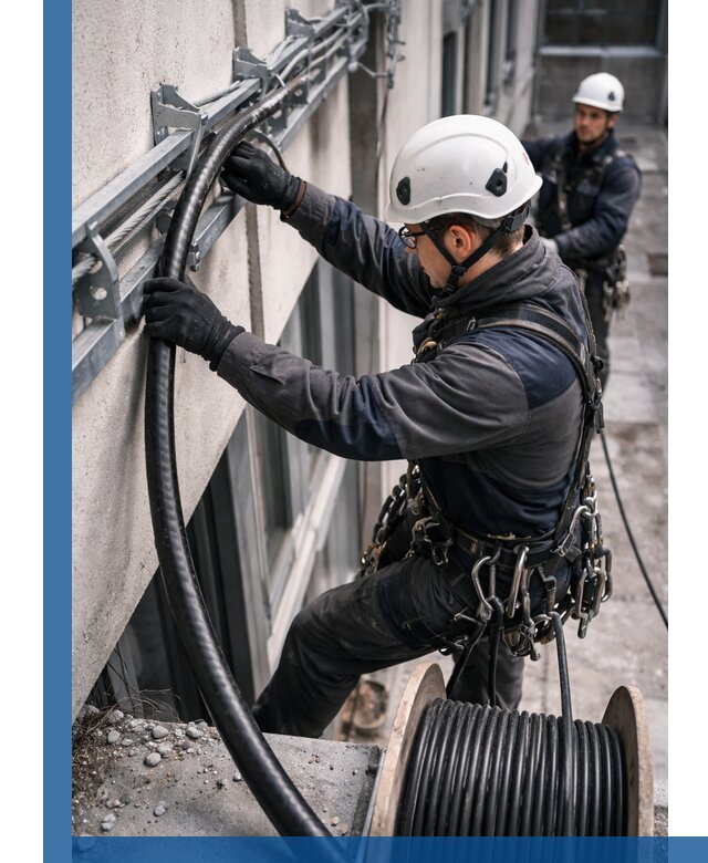 Протяжка кабеля питания на высоте в Медногорске с гарантией безопасности и качества