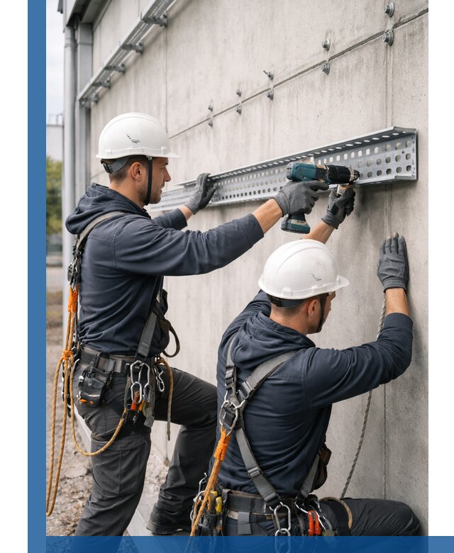 Монтаж кабельных лотков на фасаде зданий в Медногорске с гарантией