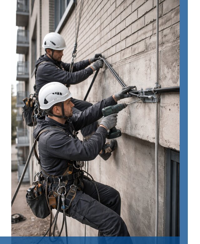 Крепление кабеля на фасаде в Медногорске от 356 р. | ВЫСОТНИК-Мдн