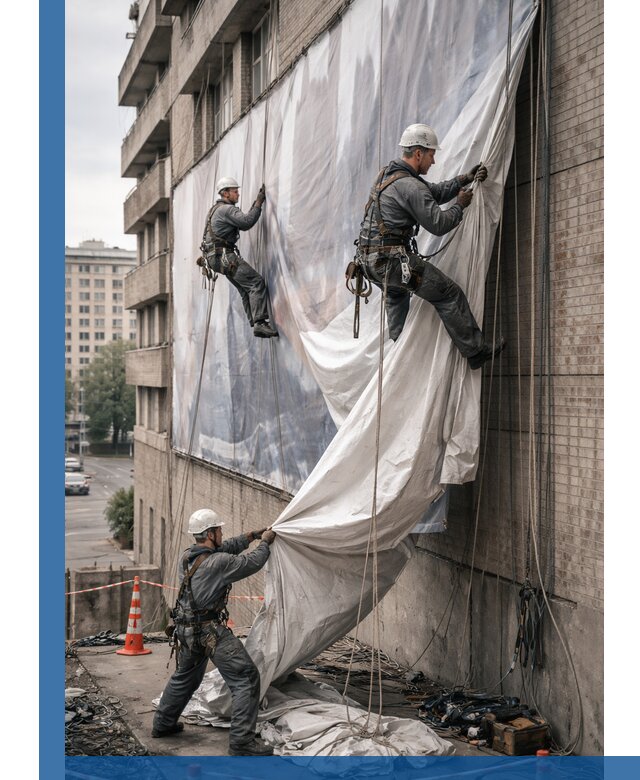 Демонтаж баннеров с фасада в Медногорске оперативно и безопасно