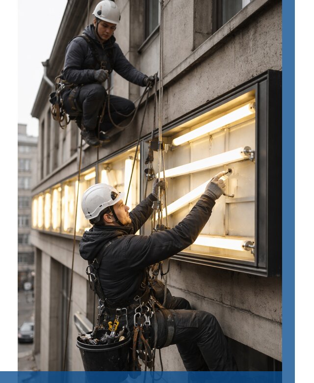Замена ламп в вывеске в Медногорске под ключ от 3560 р. | ВЫСОТНИК-Мдн