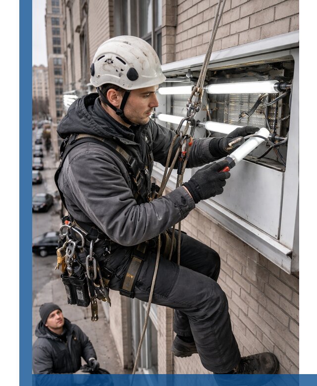 Профессиональная замена ламп в наружной вывеске в Медногорске
