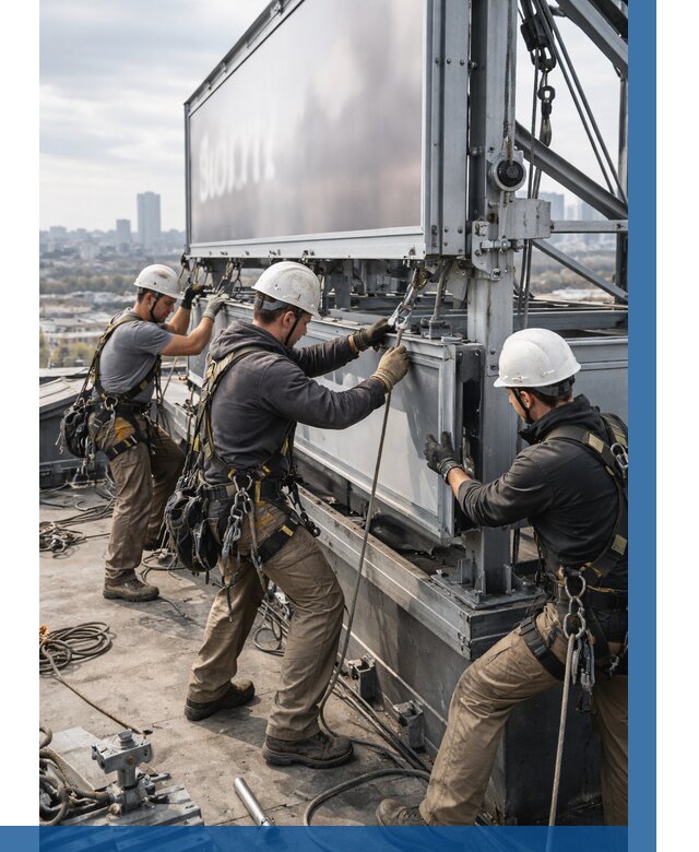 Монтаж крышной рекламной конструкции в Медногорске от 61032 р.|ВЫСОТНИК-Мдн