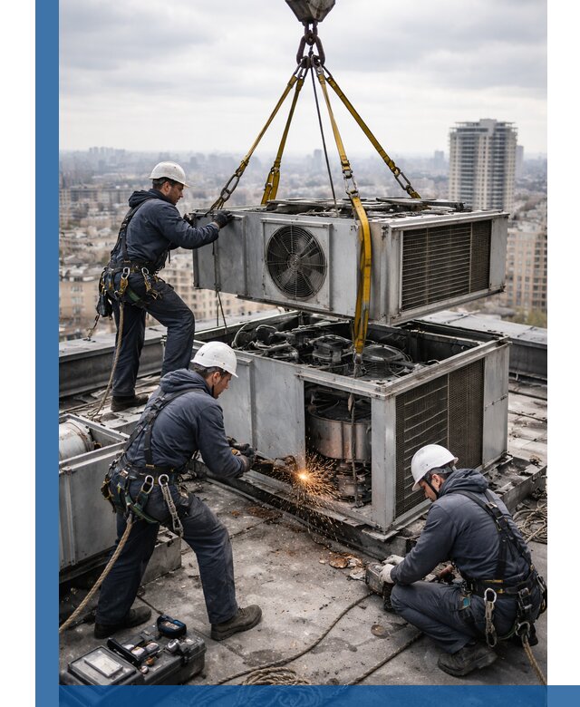 Демонтаж крышной установки в Медногорске любой сложности