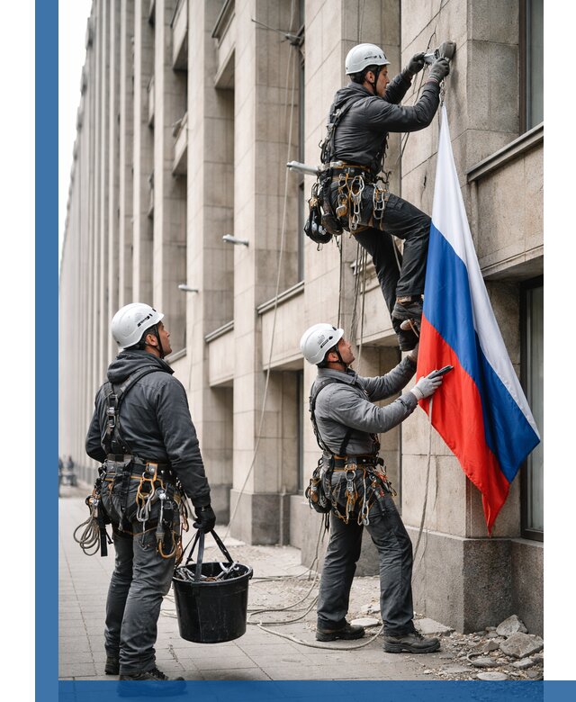 Профессиональная установка флагов на фасаде в Медногорске