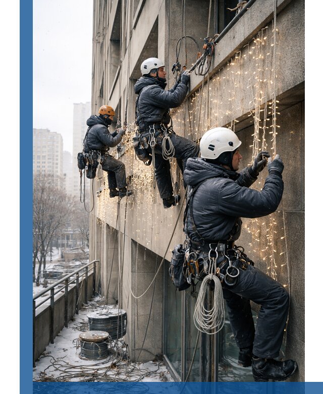 Монтаж новогодней иллюминации и украшение фасадов в Медногорске