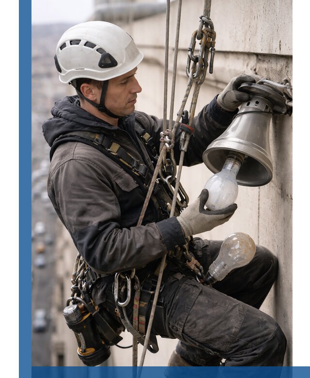 Замена ламп на высоте в Медногорске профессионально и быстро