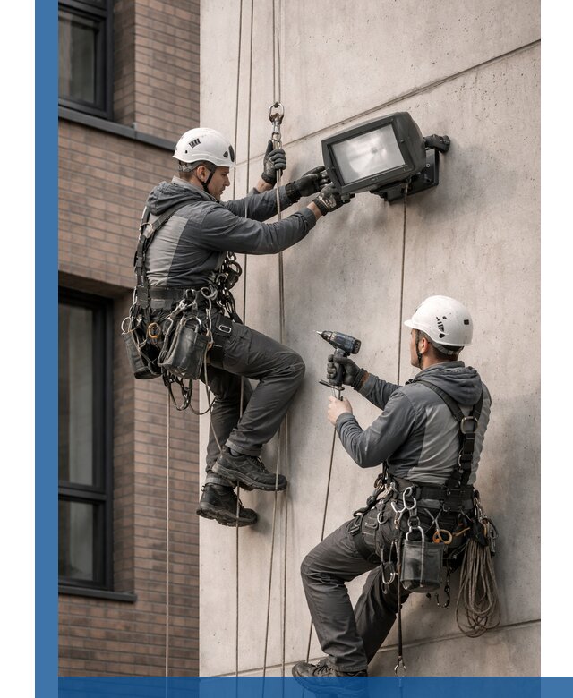 Профессиональный монтаж фасадных прожекторов в Медногорске под ключ