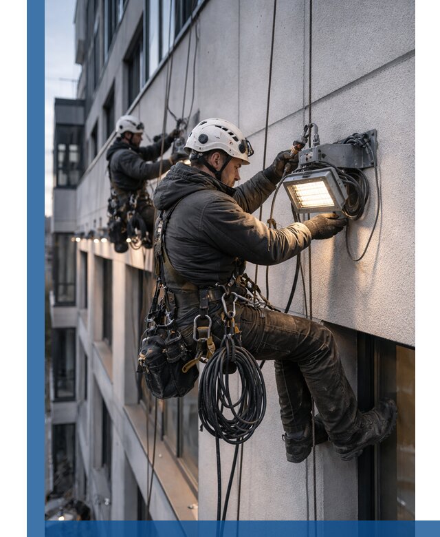 Монтаж фасадного освещения в Медногорске установка и подключение