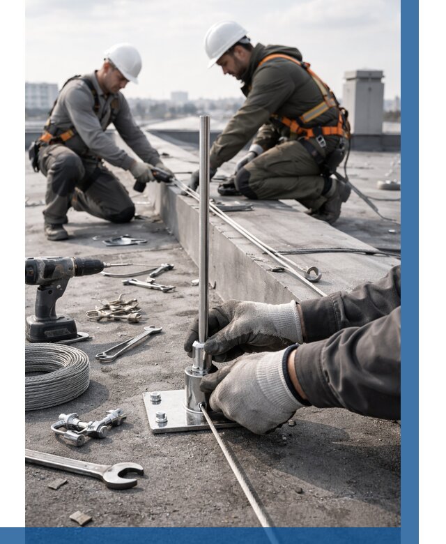 Монтаж молниезащиты на кровле в Медногорске цена от 25430 р. | ВЫСОТНИК-Мдн