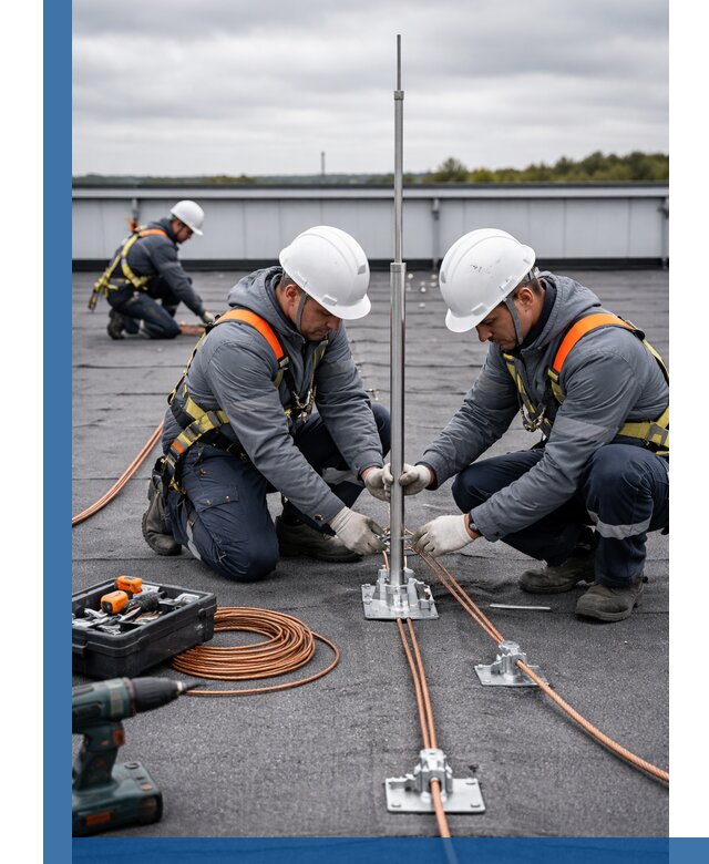 Монтаж молниезащиты на кровле в Медногорске под ключ с гарантией