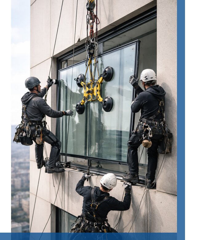 Монтаж стеклопакетов на высоте в Медногорске от 3255 р. | ВЫСОТНИК-Мдн