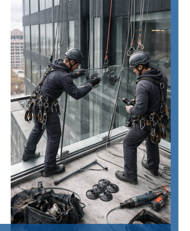 Монтаж стеклянных ограждений в Медногорске от 2543 р. | ВЫСОТНИК-Мдн