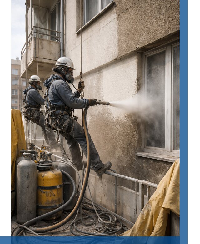 Пескоструйная очистка фасада в Медногорске от 661 р. | ВЫСОТНИК-Мдн