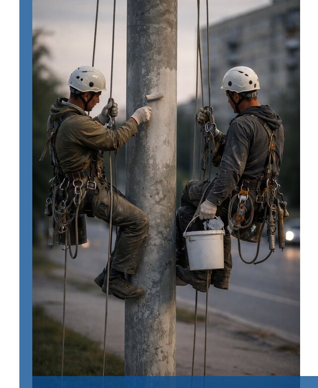 Покраска опор освещения и антикоррозийная защита в Медногорске